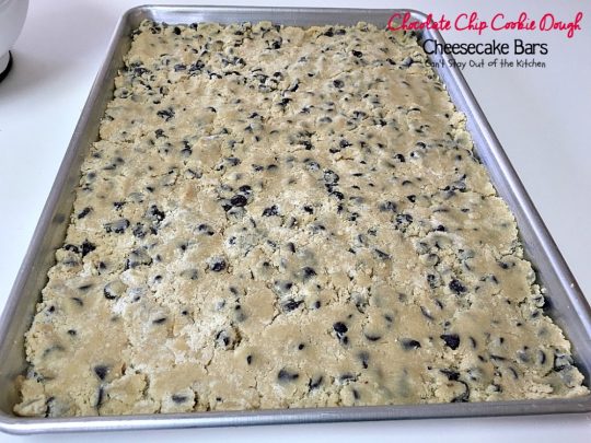 Chocolate Chip Cookie Dough Cheesecake Bars | Can't Stay Out of the Kitchen | these sensational #brownies combine the best of #chocolatechip #cookies with a luscious #cheesecake layer. We absolutely devoured them! #dessert #chocolate
