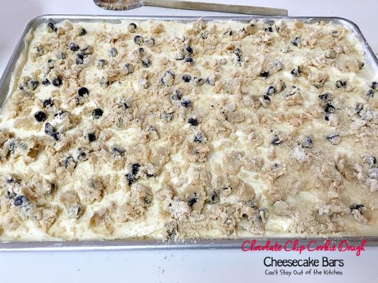 Chocolate Chip Cookie Dough Cheesecake Bars | Can't Stay Out of the Kitchen | these sensational #brownies combine the best of #chocolatechip #cookies with a luscious #cheesecake layer. We absolutely devoured them! #dessert #chocolate