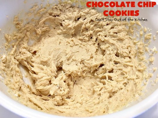 Chocolate Chip Cookies | Can't Stay Out of the Kitchen | this is our favorite #chocolatechipcookie #recipe. It's loaded with #chocolate chips and comes out just perfectly. Terrific for #tailgating, #holiday parties or potlucks. #dessert #cookies #chocolatedessert