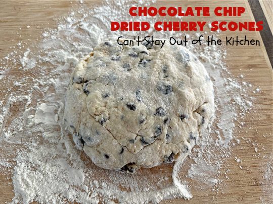 Chocolate Chip Dried Cherry Scones | Can't Stay Out of the Kitchen | these fabulous #scones are filled with #ChocolateChips & #DriedCherries. The texture is softer and the scones are glazed with a rich, powdered sugar icing which makes them sweet & irresistible. Great #breakfast treat for weekends, company or a #holiday breakfast. Prepare to swoon from the first bite! #ChocolateChipDriedCherryScones #chocolate