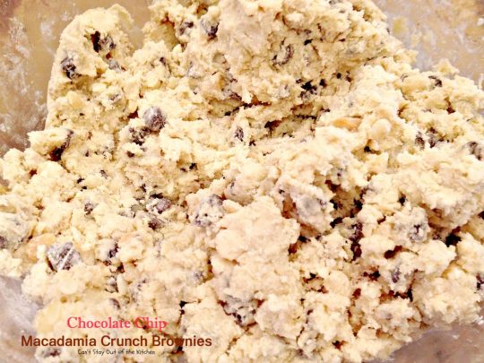 Chocolate Chip Macadamia Crunch Brownies | Can't Stay Out of the Kitchen | these outrageous #brownies are to die for! Absolutely divine #chocolate frosting. #dessert