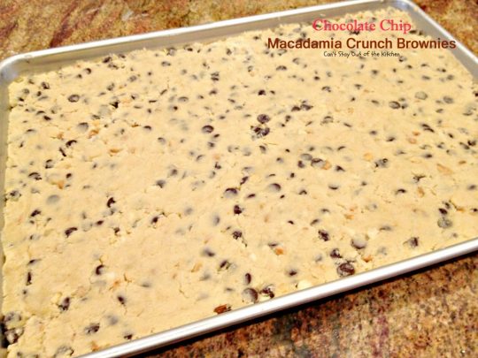 Chocolate Chip Macadamia Crunch Brownies | Can't Stay Out of the Kitchen | these outrageous #brownies are to die for! Absolutely divine #chocolate frosting. #dessert