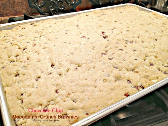 Chocolate Chip Macadamia Crunch Brownies | Can't Stay Out of the Kitchen | these outrageous #brownies are to die for! Absolutely divine #chocolate frosting. #dessert