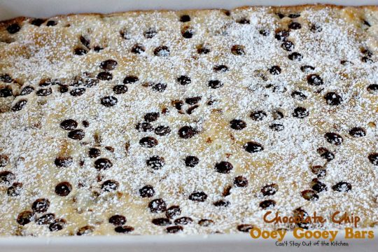 Chocolate Chip Ooey Gooey Bars | Can't Stay Out of the Kitchen | these luscious #blondies are ooey-gooey and so delicious. Wonderful for #holiday parties too. #dessert #chocolate