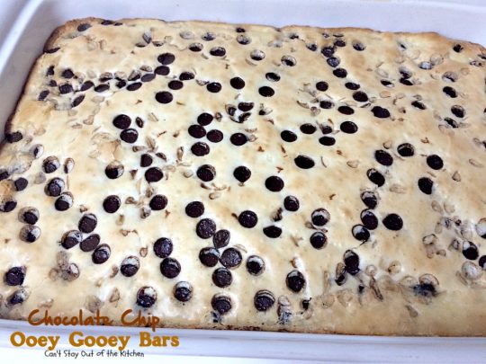 Chocolate Chip Ooey Gooey Bars | Can't Stay Out of the Kitchen | these luscious #blondies are ooey-gooey and so delicious. Wonderful for #holiday parties too. #dessert #chocolate