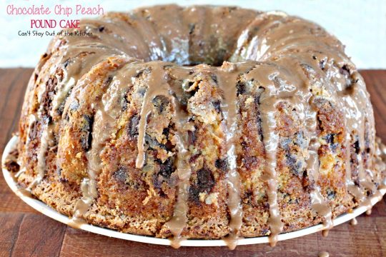 Chocolate Chip Peach Pound Cake | Can't Stay Out of the Kitchen | this #cake was so amazing. Loved the combination of #peaches and #chocolate. #dessert