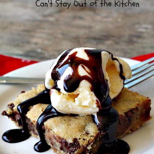 Chocolate Chip S'Mores Bars | Can't Stay Out of the Kitchen | these amazing #brownies use #chocolatechips & #Hersheys #SmoresBakingPieces. They're absolutely delightful and terrific for any kind of potluck, backyard barbecue or #holiday #baking. #Tailgating #Smores #chocolate