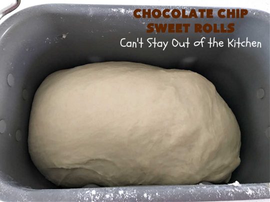 Chocolate Chip Sweet Rolls | Can't Stay Out of the Kitchen | These luscious #SweetRolls made with #ChocolateChips are absolutely superb. The icing is thick and drool-worthy. If you enjoy #chocolate, you'll love having it in sweet #rolls. Great #breakfast idea for #holidays, weekends or company. #ChocolateChipSweetRolls