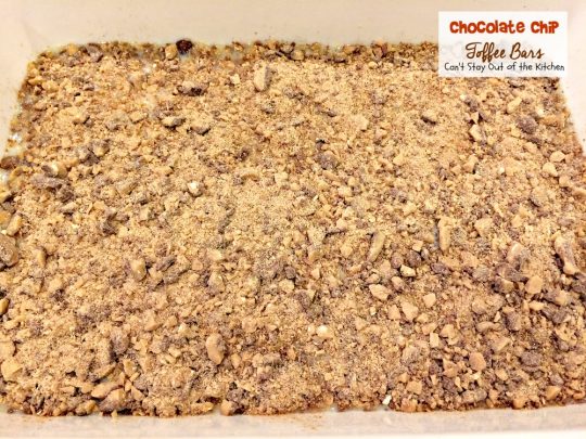 Chocolate Chip Toffee Bars | Can't Stay Out of the Kitchen | rich and decadent #brownies are loaded with #chocolatechips #pecans #HeathEnglishToffeeBits and use a can of #condensedmilk. #chocolate #dessert