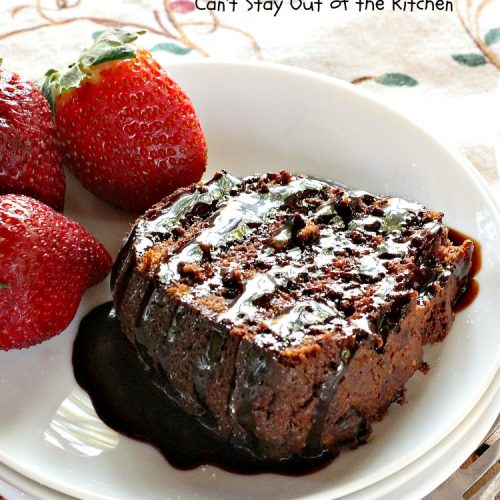 Chocolate Chunk Bundt Cake | Can't Stay Out of the Kitchen | this spectacular #BundtCake starts with a #cakemix & #chocolate #pudding mix. It uses only 7 ingredients so it's incredibly quick & easy. Perfect for #holidays like #Easter or #MothersDay. It's even great for #breakfast, especially if you like #chocolate! #ChocolateChips #cake #ChocolateCake #Holiday #HolidayDessert #Brunch #HolidayBreakfast #EasterBreakfast