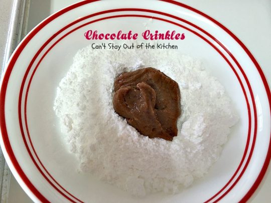 Chocolate Crinkles | Can't Stay Out of the Kitchen | these sensational #cookies are made with #Ghirardelli #chocolate and rolled in powdered sugar. Great for #holiday baking, #tailgating parties or any time you need a chocolate fix! #dessert