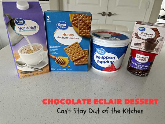 Chocolate Éclair Dessert | Can't Stay Out of the Kitchen | this easy #dessert uses only 5 ingredients & takes less than 10 minutes to whip up! It tastes heavenly--just like eating #chocolate #éclairs! It's perfect for company, family or #holiday dinners. You'll find yourself drooling over every bite. Everyone will want seconds with this luscious #ChocolateDessert! #ChocolatePudding #5IngredientRecipe #ChocolateÉclairs #ChocolateÉclairDessert