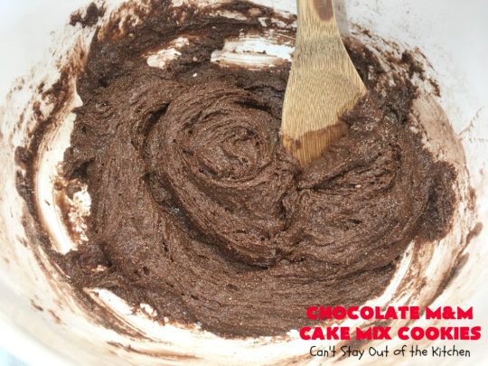 Chocolate M&M Cake Mix Cookies | Can't Stay Out of the Kitchen | Prepare to swoon over these amazing #CakeMix #cookies! They use only 4 ingredients, making them so quick & easy. Wonderful for #holiday or #tailgating parties. #chocolate #ChristmasCookieExchange #MMs #dessert #ChocolateDessert #MMDessert #HolidayDessert #4IngredientRecipe #ChocolateMMCakeMixCookies #CakeMixCookies #EasyHolidayDessert
