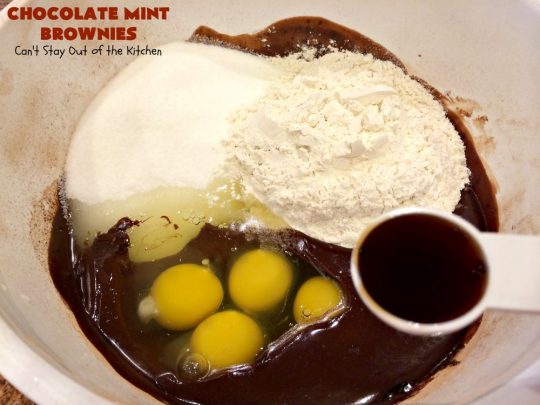 Chocolate Mint Brownies | Can't Stay Out of the Kitchen | these #brownies are sensational. They include dark-roasted #ChocolateMintChips. This #dessert will have you salivating from the first bite. Great for #tailgating parties, potlucks & #holidays. We couldn't get enough of this chocolatey delight! #chocolate #ChocolateDessert #HolidayDessert #SaintPatricksDay #ValentinesDay #brownie #ChristmasCookieExchange #Mint #FavoriteBrownieRecipe