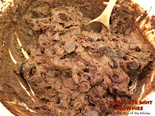 Chocolate Mint Brownies | Can't Stay Out of the Kitchen | these #brownies are sensational. They include dark-roasted #ChocolateMintChips. This #dessert will have you salivating from the first bite. Great for #tailgating parties, potlucks & #holidays. We couldn't get enough of this chocolatey delight! #chocolate #ChocolateDessert #HolidayDessert #SaintPatricksDay #ValentinesDay #brownie #ChristmasCookieExchange #Mint #FavoriteBrownieRecipe