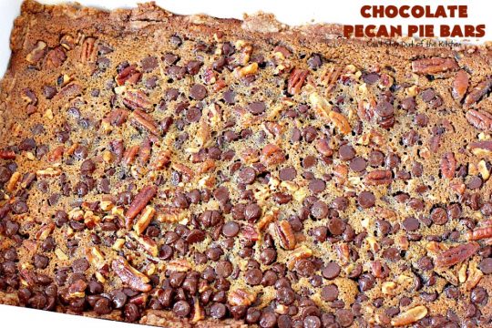 Chocolate Pecan Pie Bars | Can't Stay Out of the Kitchen | these favorite #brownies taste like #pecanpie with #chocolate. They are absolutely divine! Perfect for #holiday parties, potlucks and backyard BBQs. #dessert