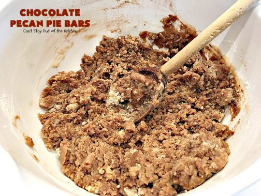 Chocolate Pecan Pie Bars | Can't Stay Out of the Kitchen | these favorite #brownies taste like #pecanpie with #chocolate. They are absolutely divine! Perfect for #holiday parties, potlucks and backyard BBQs. #dessert