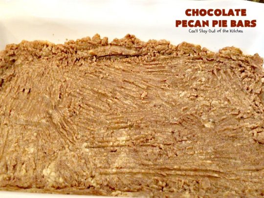 Chocolate Pecan Pie Bars | Can't Stay Out of the Kitchen | these favorite #brownies taste like #pecanpie with #chocolate. They are absolutely divine! Perfect for #holiday parties, potlucks and backyard BBQs. #dessert