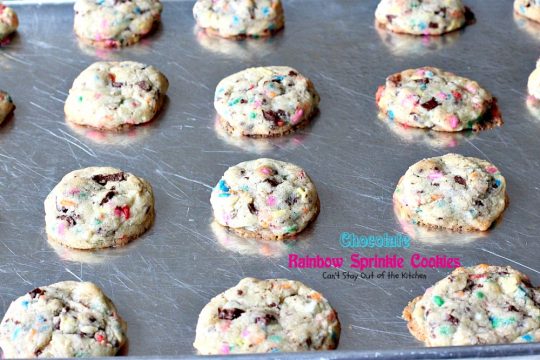 Chocolate Rainbow Sprinkle Cookies | Can't Stay Out of the Kitchen | these sensational #cookies are made with #ghirardelli #chocolate and #rainbowsprinkles. Amazing! #dessert