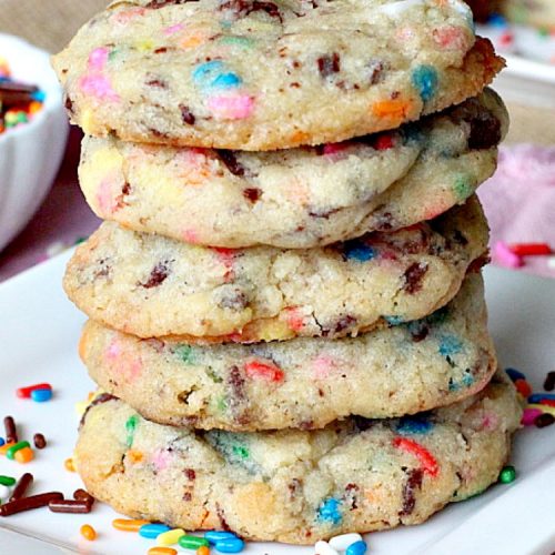 Chocolate Rainbow Sprinkle Cookies | Can't Stay Out of the Kitchen