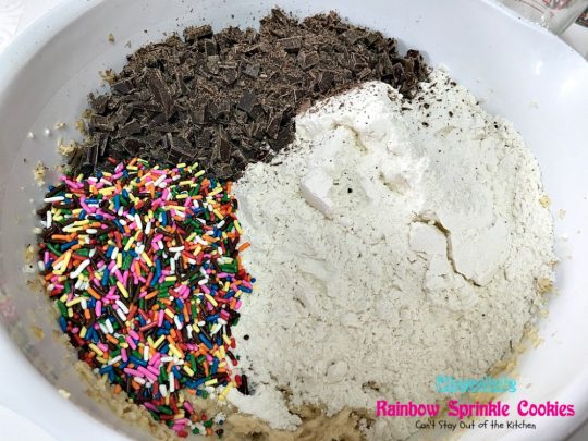 Chocolate Rainbow Sprinkle Cookies | Can't Stay Out of the Kitchen | these sensational #cookies are made with #ghirardelli #chocolate and #rainbowsprinkles. Amazing! #dessert