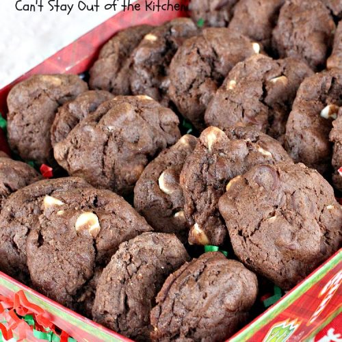 Chocolate and Vanilla Chip Chocolate Cookies | Can't Stay Out of the Kitchen | these amazing #chocolate #cookies are filled with both chocolate & #vanilla chips. Perfect 4 any occasion. #dessert