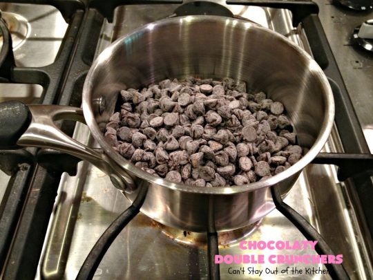 Chocolaty Double Crunchers | Can't Stay Out of the Kitchen | this scrumptious #cookie #recipe is to die for! The cookies contain #oatmeal, #CornFlakes & #coconut. The #chocolate frosting is made from #ChocolateChips & #CreamCheese. Absolutely mouthwatering #dessert for #tailgating, potlucks or #ChristmasCookieExchanges. #ChocolateDessert #WhoopiePie #OatmealWhoopiePie#ChocolatyDoubleCrunchers #SandwichCookie #OatmealSandwichCookie