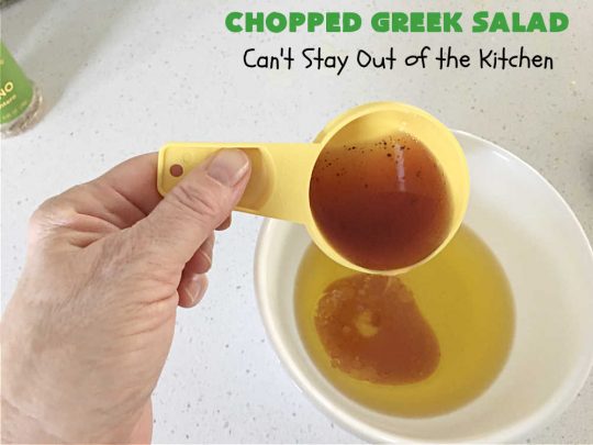 Chopped Greek Salad | Can't Stay Out of the Kitchen | this fantastic #GreekSalad #recipe includes #FetaCheese, #KalamataOlives, #MildPepperRings, #chickpeas, #tomatoes & #cucumber in a delicious & easy homemade #GreekSaladDressing. Fantastic for company or #holiday dinners. #GlutenFree #salad #ChoppedGreekSalad Chopped Greek Salad | Can't Stay Out of the Kitchen | this fantastic #GreekSalad #recipe includes #FetaCheese, #KalamataOlives, #MildPepperRings, #chickpeas, #tomatoes & #cucumber in a delicious & easy homemade #GreekSaladDressing. Fantastic for company or #holiday dinners. #GlutenFree #salad #ChoppedGreekSalad