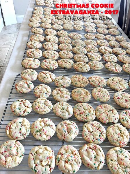 Christmas Cookie Extravaganza - 2017 | Can't Stay Out of the Kitchen | 20 different #Christmas #cookie recipes with step-by-step directions on packing #holiday cookies for shipping. #dessert #lemon #chocolate #strawberry #raspberry #cherry #Oreo #M&Ms #Butterfingers #funfetti