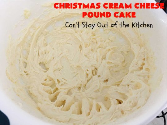 Christmas Cream Cheese Pound Cake | Can't Stay Out of the Kitchen | this luscious #PoundCake is made with #CreamCheese & #ParadiseFruitCompany's #CandiedPineapple. It's absolutely amazing. The #icing has #PineappleExtract so it pops with flavor. Great for #holiday parties & get-togethers. #Paradise #ParadiseFruitCo #dessert #Cake #HolidayDessert #PineappleDessert #Christmas #ChristmasCreamCheesePoundCake
