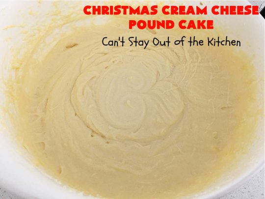 Christmas Cream Cheese Pound Cake | Can't Stay Out of the Kitchen | this luscious #PoundCake is made with #CreamCheese & #ParadiseFruitCompany's #CandiedPineapple. It's absolutely amazing. The #icing has #PineappleExtract so it pops with flavor. Great for #holiday parties & get-togethers. #Paradise #ParadiseFruitCo #dessert #Cake #HolidayDessert #PineappleDessert #Christmas #ChristmasCreamCheesePoundCake