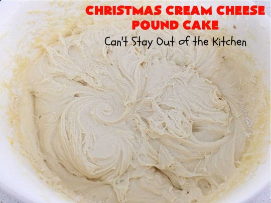 Christmas Cream Cheese Pound Cake | Can't Stay Out of the Kitchen | this luscious #PoundCake is made with #CreamCheese & #ParadiseFruitCompany's #CandiedPineapple. It's absolutely amazing. The #icing has #PineappleExtract so it pops with flavor. Great for #holiday parties & get-togethers. #Paradise #ParadiseFruitCo #dessert #Cake #HolidayDessert #PineappleDessert #Christmas #ChristmasCreamCheesePoundCake