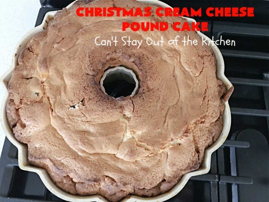 Christmas Cream Cheese Pound Cake | Can't Stay Out of the Kitchen | this luscious #PoundCake is made with #CreamCheese & #ParadiseFruitCompany's #CandiedPineapple. It's absolutely amazing. The #icing has #PineappleExtract so it pops with flavor. Great for #holiday parties & get-togethers. #Paradise #ParadiseFruitCo #dessert #Cake #HolidayDessert #PineappleDessert #Christmas #ChristmasCreamCheesePoundCake