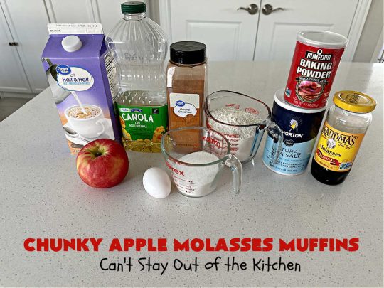 Chunky Apple Molasses Muffins | Can't Stay Out of the Kitchen | #ChunkyAppleMolassesMuffins is a #vintage-style down-home #recipe that's perfect to #spice up your day! These lovely #muffins include chunks of #apple, #molasses and #cinnamon providing texture & flavor that's hard to beat. Terrific for a weekend, company or #holiday #breakfast or #brunch. #AppleMuffins #BreakfastMuffins #MolassesMuffins