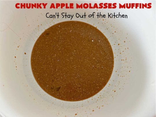 Chunky Apple Molasses Muffins | Can't Stay Out of the Kitchen | #ChunkyAppleMolassesMuffins is a #vintage-style down-home #recipe that's perfect to #spice up your day! These lovely #muffins include chunks of #apple, #molasses and #cinnamon providing texture & flavor that's hard to beat. Terrific for a weekend, company or #holiday #breakfast or #brunch. #AppleMuffins #BreakfastMuffins #MolassesMuffins