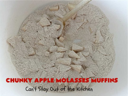 Chunky Apple Molasses Muffins | Can't Stay Out of the Kitchen | #ChunkyAppleMolassesMuffins is a #vintage-style down-home #recipe that's perfect to #spice up your day! These lovely #muffins include chunks of #apple, #molasses and #cinnamon providing texture & flavor that's hard to beat. Terrific for a weekend, company or #holiday #breakfast or #brunch. #AppleMuffins #BreakfastMuffins #MolassesMuffins