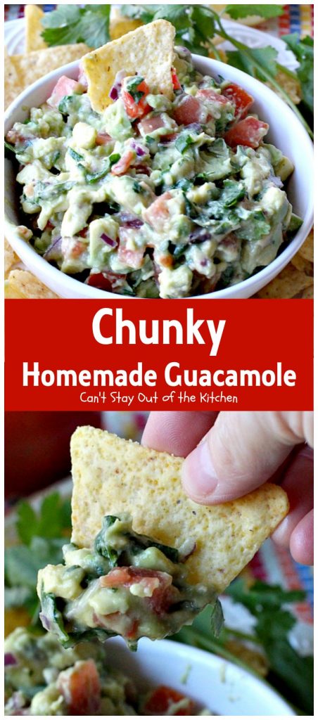 Chunky Homemade Guacamole | Can't Stay Out of the Kitchen | one of the BEST #guacamole recipes you'll ever eat. We love this chunky #appetizer. #Tex-Mex #avocados #tailgating