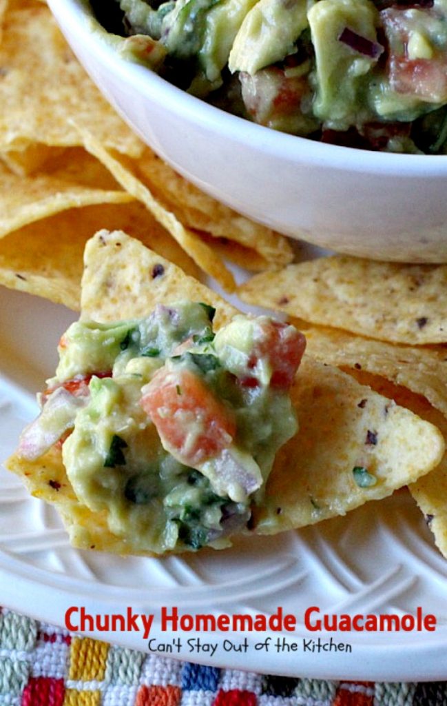 Chunky Homemade Guacamole | Can't Stay Out of the Kitchen | one of the BEST #guacamole recipes you'll ever eat. We love this chunky #appetizer. #Tex-Mex #avocados #tailgating