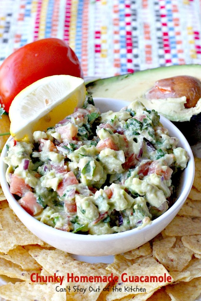Chunky Homemade Guacamole | Can't Stay Out of the Kitchen | one of the BEST #guacamole recipes you'll ever eat. We love this chunky #appetizer. #Tex-Mex #avocados #tailgating