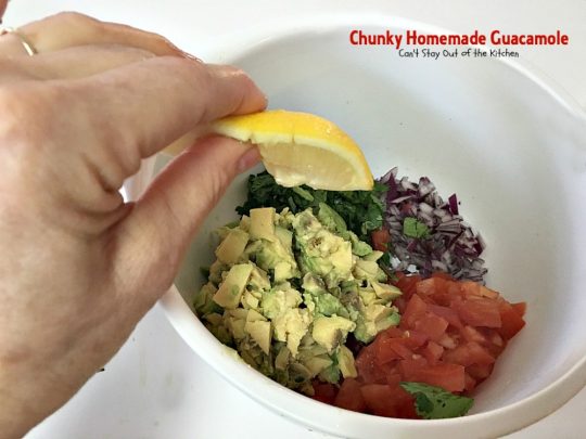 Chunky Homemade Guacamole | Can't Stay Out of the Kitchen | one of the BEST #guacamole recipes you'll ever eat. We love this chunky #appetizer. #Tex-Mex #avocados #tailgating