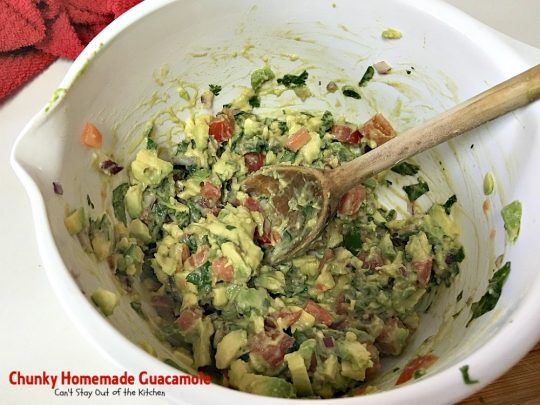 Chunky Homemade Guacamole | Can't Stay Out of the Kitchen | one of the BEST #guacamole recipes you'll ever eat. We love this chunky #appetizer. #Tex-Mex #avocados #tailgating