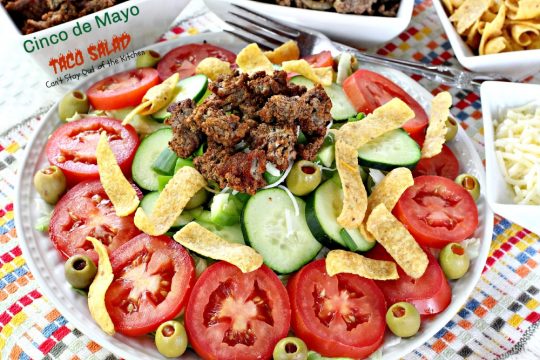 Cinco de Mayo Taco Salad | Can't Stay Out of the Kitchen | wonderful #Tex-Mex #salad with delicious southwest flavor. Great for #CincodeMayo. #cheese #groundbeef #Fritos