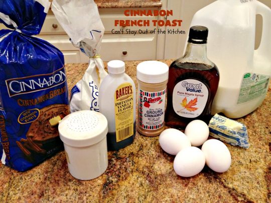 Cinnabon French Toast | Can't Stay Out of the Kitchen | This fantastic #FrenchToast tastes like eating #CinnamonRolls since it's made with #CinnabonBread. It's a quick & easy #breakfast #recipe that will have you drooling from the first bite. Great for #holidays. #HolidayBreakfast #CinnabonFrenchToast #Cinnabon #KidFriendly #ThanksgivingBreakfast #ChristmasBreakfast #NewYearsBreakfast #FavoriteFrenchToast #cinnamon