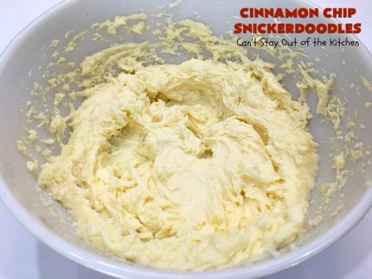 Cinnamon Chip Snickerdoodles | Can't Stay Out of the Kitchen | Triple the #cinnamon flavor with these amazing #cookies. Rich, sweet, decadent & oh, so heavenly. #dessert #Snickerdoodles #CinnamonDessert #CinnamonChips #CinnamonChipSnickerdoodles #Tailgating #CinnamonCookies 