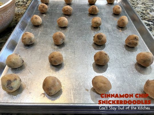 Cinnamon Chip Snickerdoodles | Can't Stay Out of the Kitchen | Triple the #cinnamon flavor with these amazing #cookies. Rich, sweet, decadent & oh, so heavenly. #dessert #Snickerdoodles #CinnamonDessert #CinnamonChips #CinnamonChipSnickerdoodles #Tailgating #CinnamonCookies 