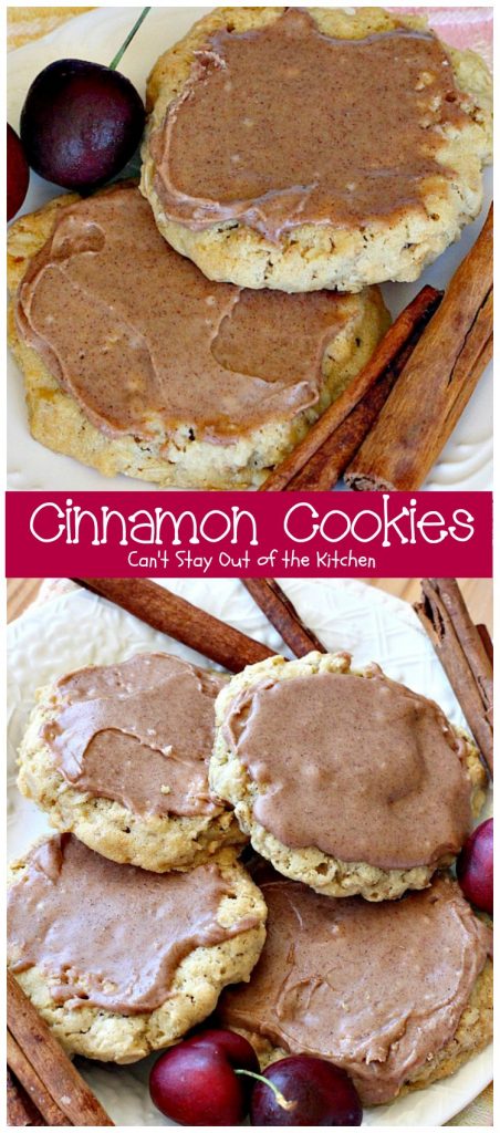 Cinnamon Cookies | Can't Stay Out of the Kitchen | these sensational #oatmeal #cookies have a delicious #cinnamon frosting to die for. We love this recipe. #dessert