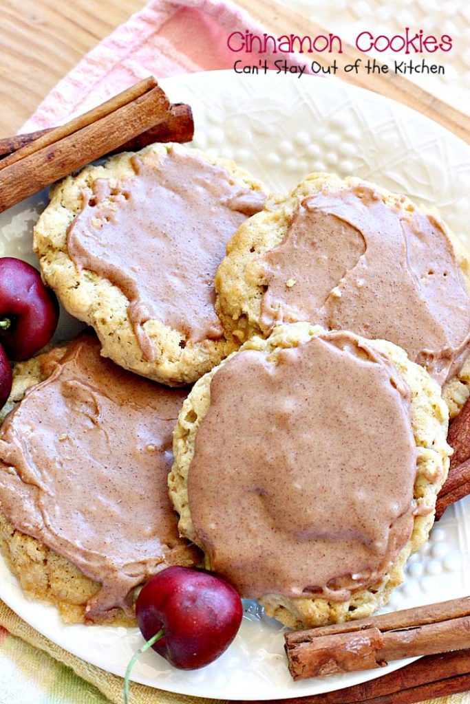 Cinnamon Cookies | Can't Stay Out of the Kitchen | these sensational #oatmeal #cookies have a delicious #cinnamon frosting to die for. We love this recipe. #dessert