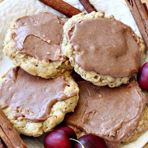 Cinnamon Cookies | Can't Stay Out of the Kitchen | these sensational #oatmeal #cookies have a delicious #cinnamon frosting to die for. We love this recipe. #dessert