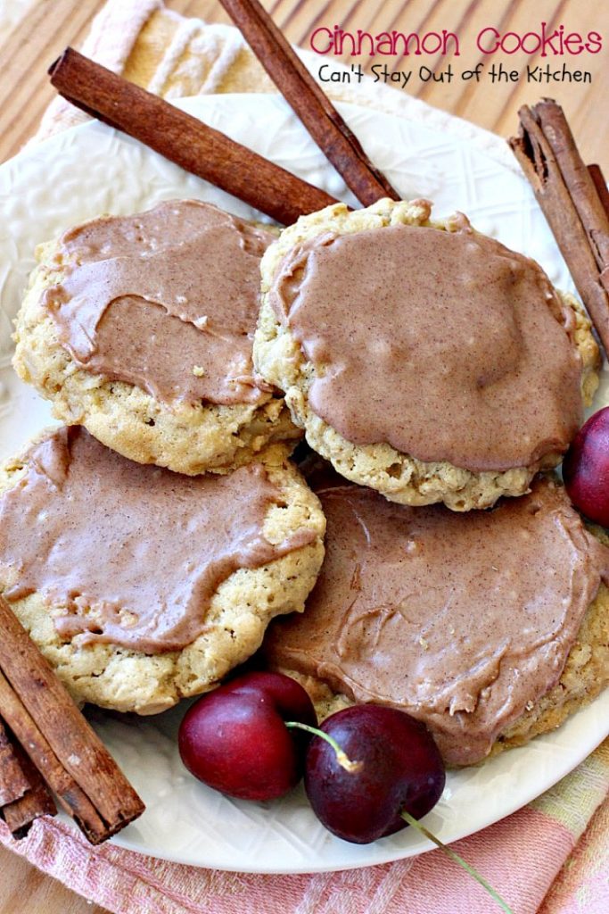 Cinnamon Cookies | Can't Stay Out of the Kitchen | these sensational #oatmeal #cookies have a delicious #cinnamon frosting to die for. We love this recipe. #dessert