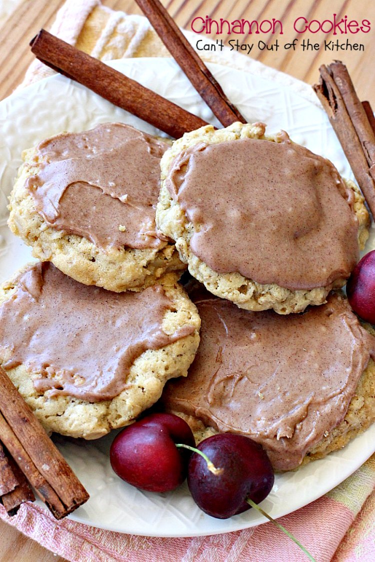 Cinnamon Cookies | Can't Stay Out of the Kitchen | these sensational #oatmeal #cookies have a delicious #cinnamon frosting to die for. We love this recipe. #dessert